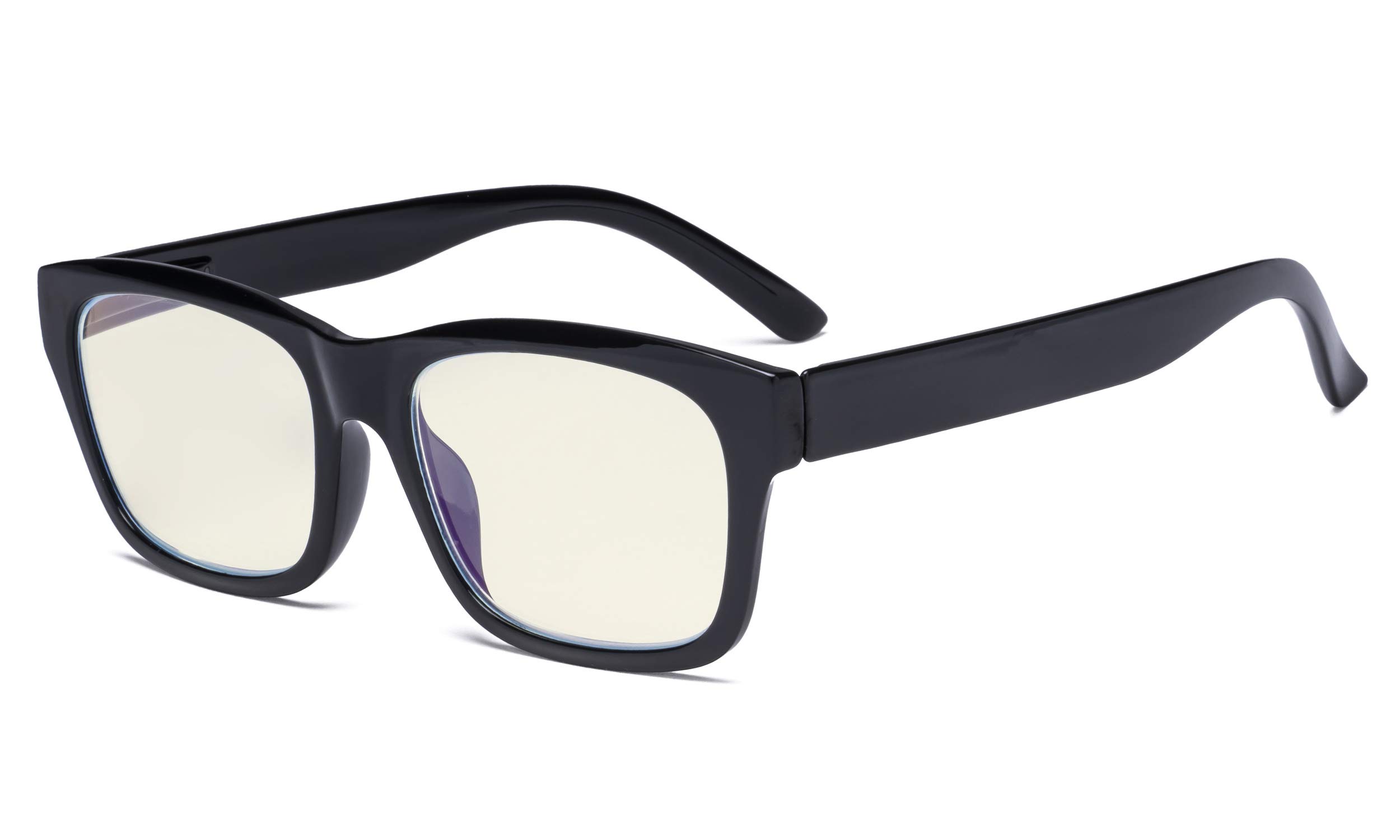 Eyekepper Blue Light Filter Glasses Men Women - 420 Protection Large Square Frame Computer Reading Glasses Screen Glare Blue Ray - Black +1.50