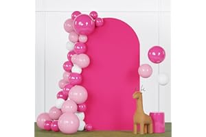 FANPROMS Chiara Arch Cover 2.6x6FT Hot Pink Wedding Arch Covers Stretchy Backdrop Spandex Fitted Arch Backdrop Cover for Garland Arch Frame for Birthday Baby Shower Fuchsia Arch Stand Cover Fabric