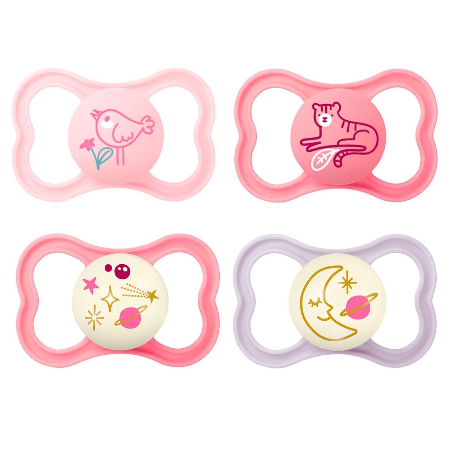 Mam Day & Night Mam Air Silicone Dummy, 16+ Mam Air Night Uni Mix, set of 6 2 sterilised transport boxes.