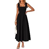 ZESICA Women's Summer Spaghetti Strap Maxi Dress 2026 Tie Shoulder Square Neck Flowy Wedding Guest Party Beach Long Dresses