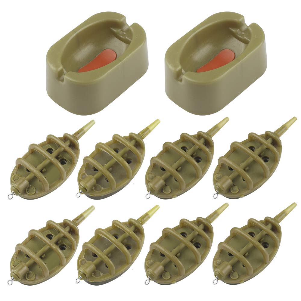 10 Pieces Fishing Inline Feeders, Brown Inline Method Feeders Quick Release Method Feeder Mould for Carp Fishing 15g 20g 25g 35g 30g 40g 50g 60g
