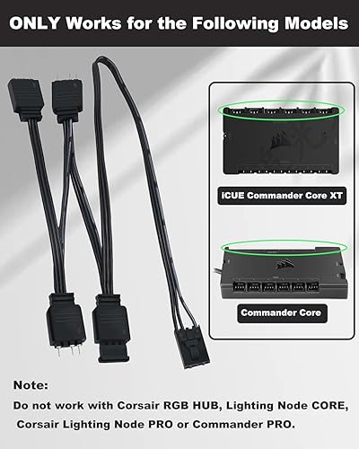 COMeap Pin RGB Adapter for Corsair Commander Core and iCUE Commander CORE XT, to ARGB Splitter Extension