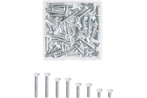 QHAJRYYC 100 Pcs Wall Plate Screws, Outlet Plate Screw, 4 Length, 3/8", 1/2", 3/4", 1 inch, 6-32 Thread, Outlet Screws (White)