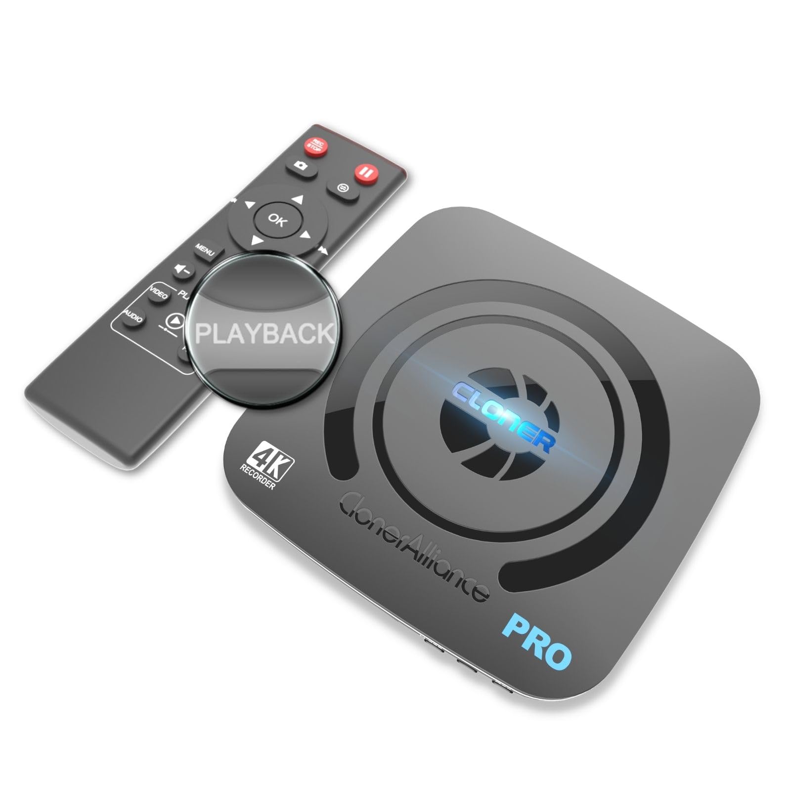 ClonerAlliance UHD Pro, 4K Video Recorder, HDMI Capture DVR with H.265/H.264 Codec, Cinematic 24fps Recording(Up to 30fps), 4K@60fps Passthrough, Pause/Resume Recording.