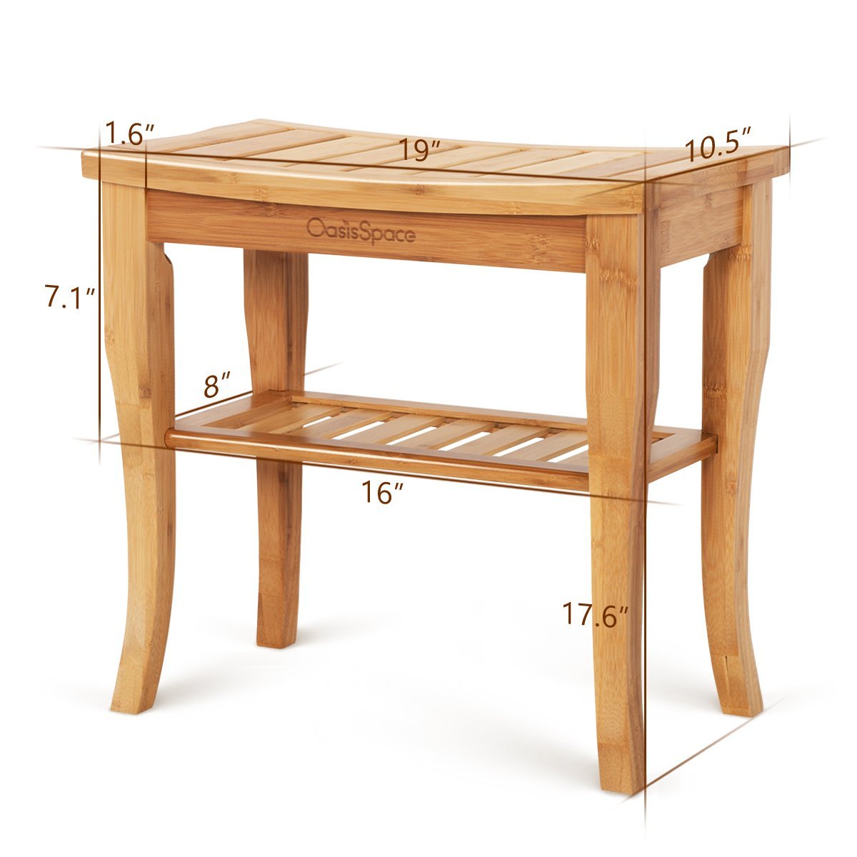 OasisSpace Bamboo Shower Bench, 19