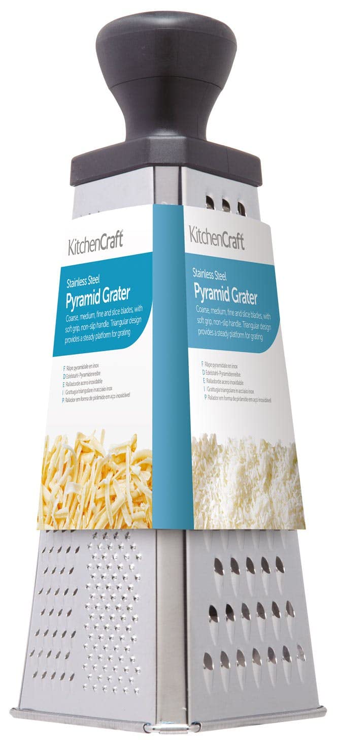 KitchenCraft Large Stainless Steel Triangular Box Grater, 26 cm (1"), Silver