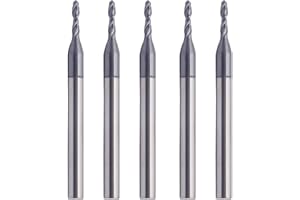 BestParts High Performance 5Pcs Solid Carbide Ball Nose End Mill, AlTiN Coated, 2 Flute, 30 Degree Helix, 1/16" Cutting Diameter, 1/8" Shank Diameter, 1/4" Length of Cut, 1-1/2" Overall Length