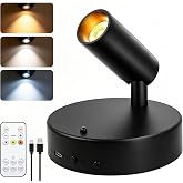 CYVONUS Spotlights Indoor with Remote,Rechargeable 4000mAh | Picture Lights for Wall with Remote Timer 3 Colors &amp; Dimmable,Suition for Art paintings,indoor Plants,Gallery Wall.