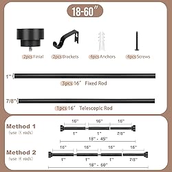 HEI! DEAR Black Curtain Rods 18 to 60