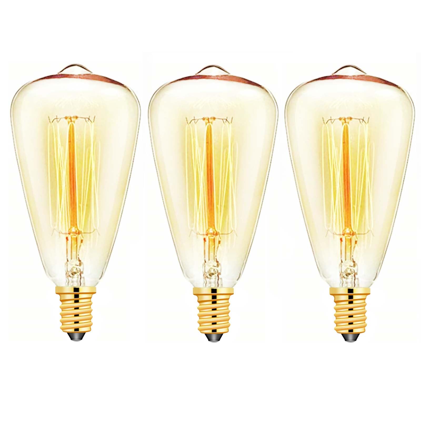 E14 40W Vintage Edison Light Bulb Dimmable Retro Filament Light Bulbs， ST48 Decorative Light Bulb，Warm White 2700K，Candle Bulbs Edison Small Screw Light Bulbs，3 Pack.