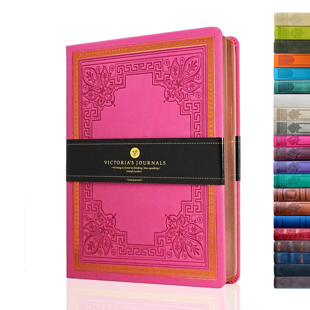 VICTORIA'S JOURNALS Leatherette Vintage Journal Hard Cover Lined Notebook Old Looking Travel Diary, 5.7'' x 8.1''