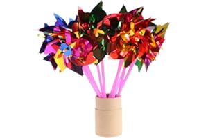 caralin 10Pcs Plastic Windmill Pinwheel Wind Spinner Kids Toy Garden Lawn Party Decor