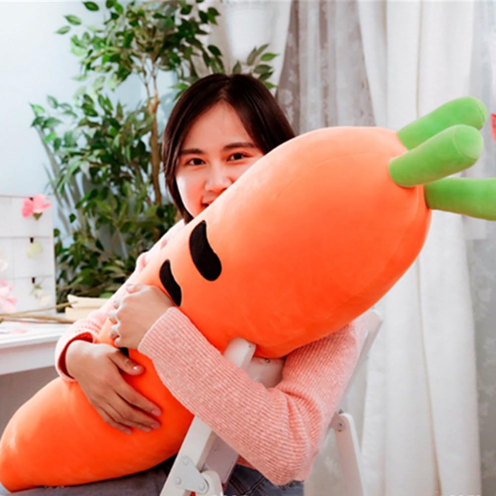 OUKEYI 23.6 inch Carrot Hugging Pillow, Carrot Plush Toy Cute Carrot Shape Pillow Stuffed Carrot Toy Soft Carrot Doll for Kids Girls, Orange