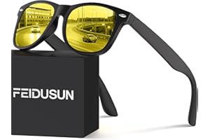 FEIDUSUN Night Vision Driving Glasses for Men Women, Anti Glare Polarized Nighttime Glasses Yellow Lens