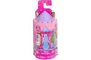 Mattel Disney Princess or Villains Tower Surprise Small Doll & Stacking Playset with 3-4 Accessories, Inspired by Movies (Cha