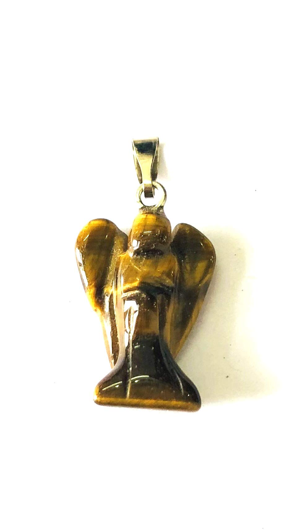 CRYSTALMIRACLE Tigers eye 1 Inch Guardian Angel Pendant Crystal Fashion gift Gemstone Wellness Energy Handcrafted accessory