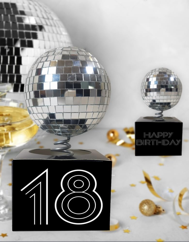 Alandra Disco Ball Personalised Table Centres 2 Piece Set, Silver & Black
