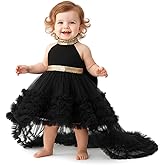 Dressy Daisy Flower Girls Dress Tulle High Low Wedding Dresses Gown with Bow Back for Special Occasion Birthday Party