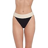 Steve Madden Womens Banded High Leg High Waist Bikini Bottom with Flirty Coverage