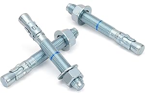 HROMIGRY 3/4" x 6-1/4" Concrete Anchors (10 Pack) 3/4 inch Wedge Anchors Bolts Zinc Plated