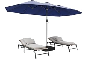 LAUSAINT HOME Large Patio Umbrella with Base Included, Double-Sided Rectangle Outdoor Umbrella with Crank Handle, Patio Table