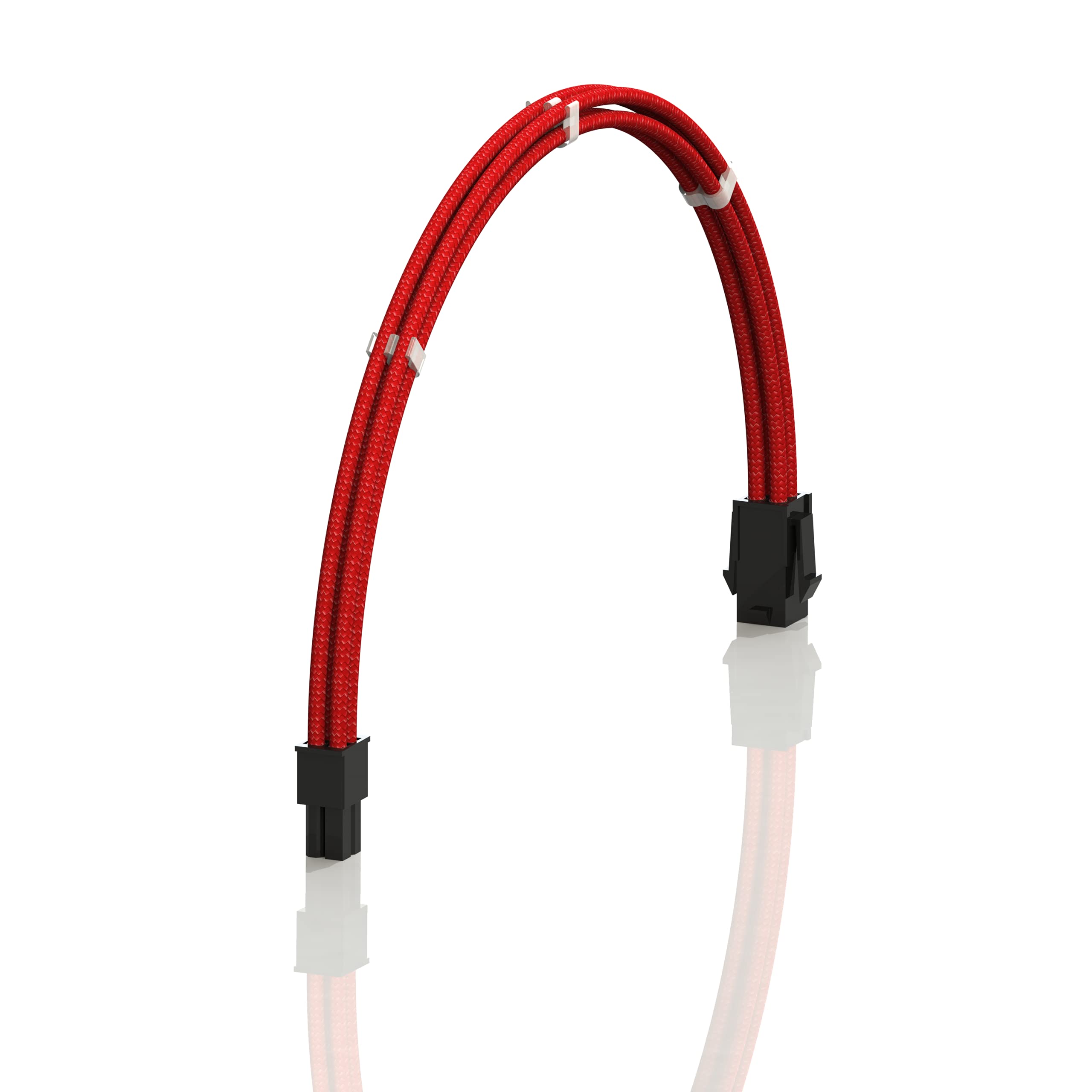 LINKUP - AVA 30cm EPS 4 Pin CPU ATX Motherboard PSU Power Supply Braided Sleeved Custom Mod PC Extension Cable w/Combs | Strong & Stiff Design | Single Pack | 300mm - Red