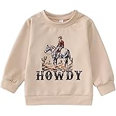 Toddler Boy Howdy Sweatshirt Cowboy Western Graphic Long Sleeve T-Shirt Kids Vintage Rodeo Lightweight Pullover Tops