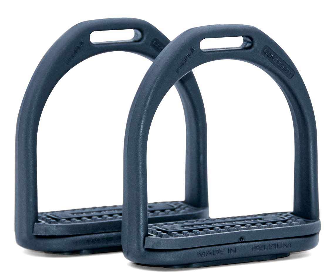 Compositi AMKA Stirrup Profile Made of Plastic for Children and Teenagers, Shock-Absorbing, Moisture-Resistant, Elastomer Insert, Black