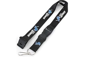 Aminco NFL Detroit Lions Team Lanyard, Black, 6