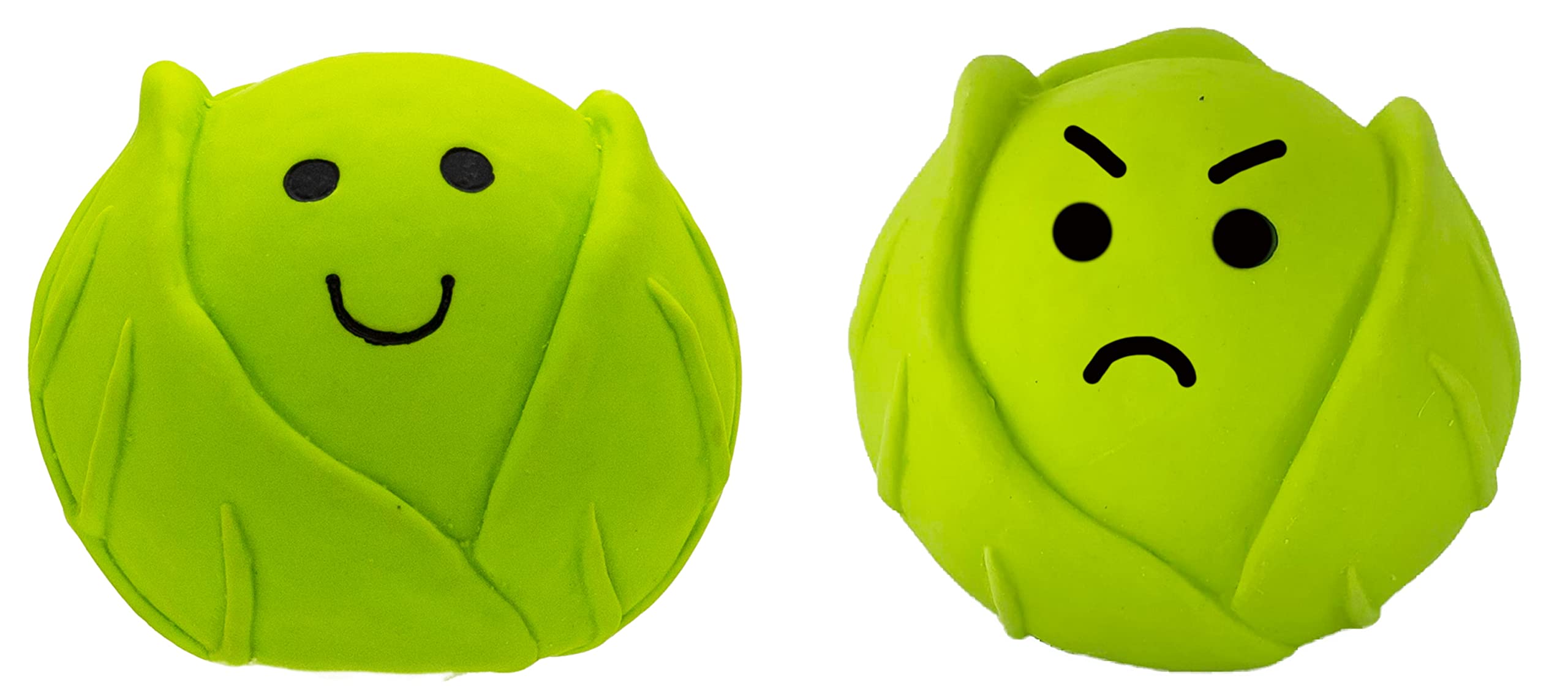 2 X SEASONS GREETINGS SOFTY LATEX 8 CM BRUSSEL SPROUT DOG PUPPY SQUEAKY TOY BALL