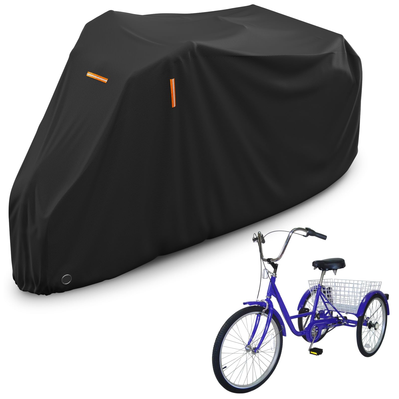 Photo 1 of AKEfit Adult Tricycle Cover Electric Tricycle Covers, Bike Covers Outdoor Storage Waterproof, Dustproof Bicycle Cover, Windproof Recumbent Trike Cover Black