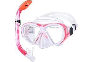 KUYOU Kids Snorkel Set, Children Anti-Fog Diving Mask Swimming Goggles Dry Top Snorkel Equipment Snorkeling Packages Swimming Gear for Youth Boys Girls Age 5-10