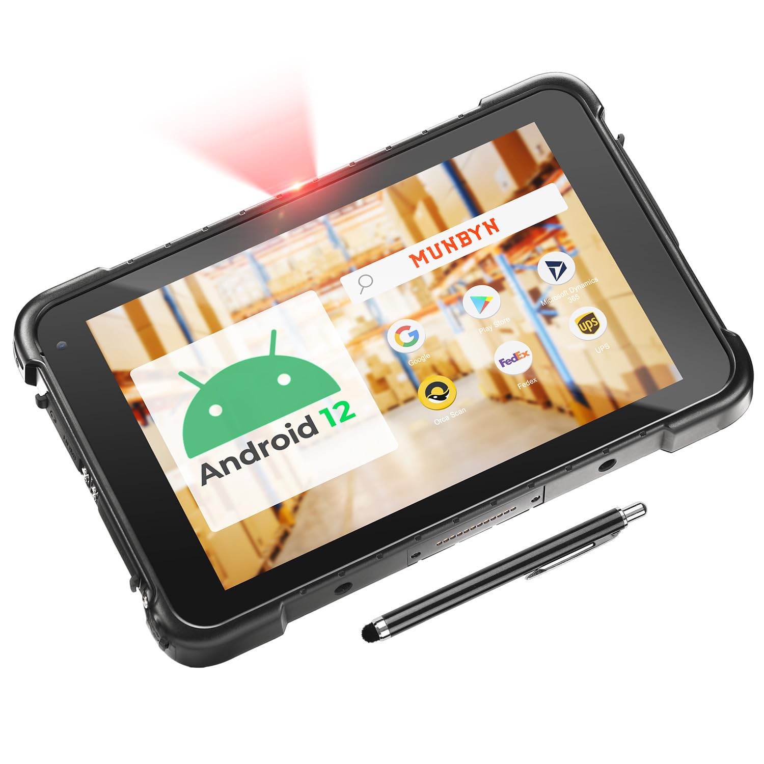 MUNBYN Rugged Tablet Scanner IRT01P, Android 14 Industrial Tablet, Equip with Zebra SE4710 Scanner, 8GB+128GB Barcode Tablet, 700nit IP67 Rugged Tablet, Rugged Enterprise Tablet with Barcode Scanner