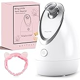 Kingsmile Facial Steamer for Face, 3 in 1 Face Steamer for Facial Deep Cleaning, Compact Nano Steamer - Aromatherapy, Adjustable Nozzle Warm Steam for Home SPA, Face Steamer for Sinuses with Hairband