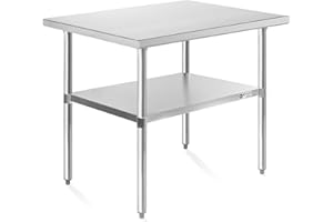 KUTLER Stainless Steel Table 24 x 36 Inches, NSF Heavy Duty Commercial Kitchen Prep and Work Table with Undershelf for Restaurant, Hotel, Home