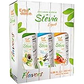 Stevia Liquid Zero Calorie Sweetener, 3 Flavors (Natural, Vanilla, Caramel), 6.09 fl oz