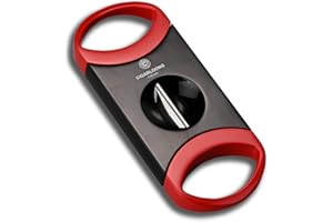 Hancigar V Cut Cigar Cutter Red Cigar Guillotine Scissors Fits Up to 60 Ring Gauge （Red）Gifts for Men