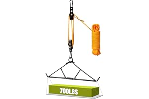 HUNTSEN Portable Deer Hanger with ‎Carabiner - 700LBS Deer Hoist with Gambrel Large Game Hanging Kit - Pre-Assembled Elk Hoist Dual Pulley Lift System for Skinning Hunting Butcher