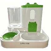 2-in-1 Automatic Pet Feeder, 1600ml Food Dispenser with 800ml Water Dispenser for Cats and Dogs, Travel at Home (Green)