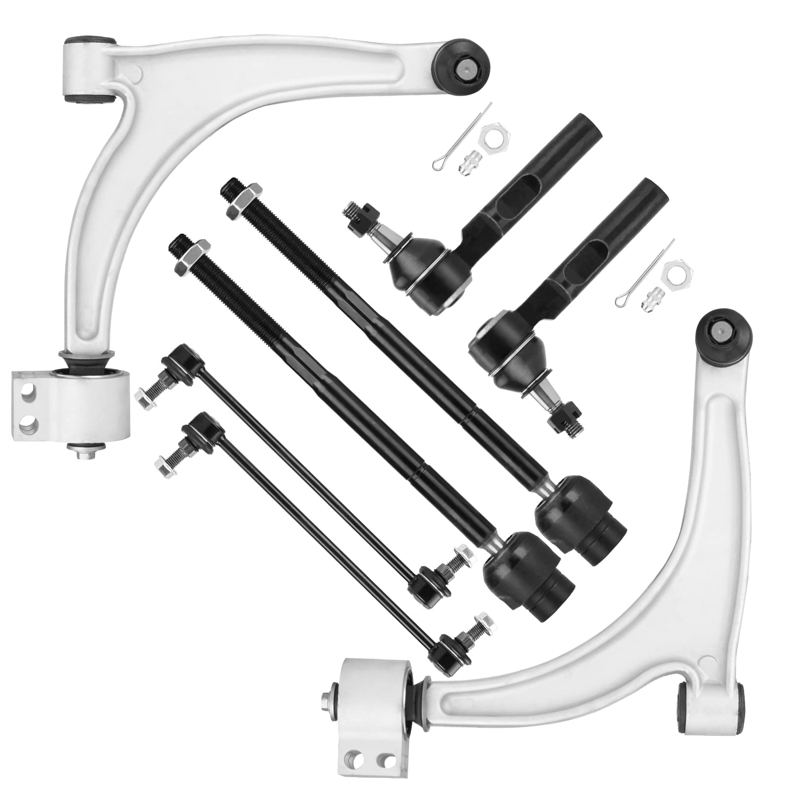 Photo 1 of Front Lower Control Arm Kit Suspension Fit for 2005-2012 Chevrolet Malibu 2005-2010 Pontiac G6 2007-2009 Saturn Aura with Ball Joint Tie Rods K620180 K620179-8 pcs