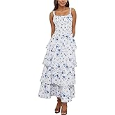 Tiered Ruffle Dress Women Casual Summer Spaghetti Strap Sleeveless Floral Layered Maxi Dress for Women Beach Sundress
