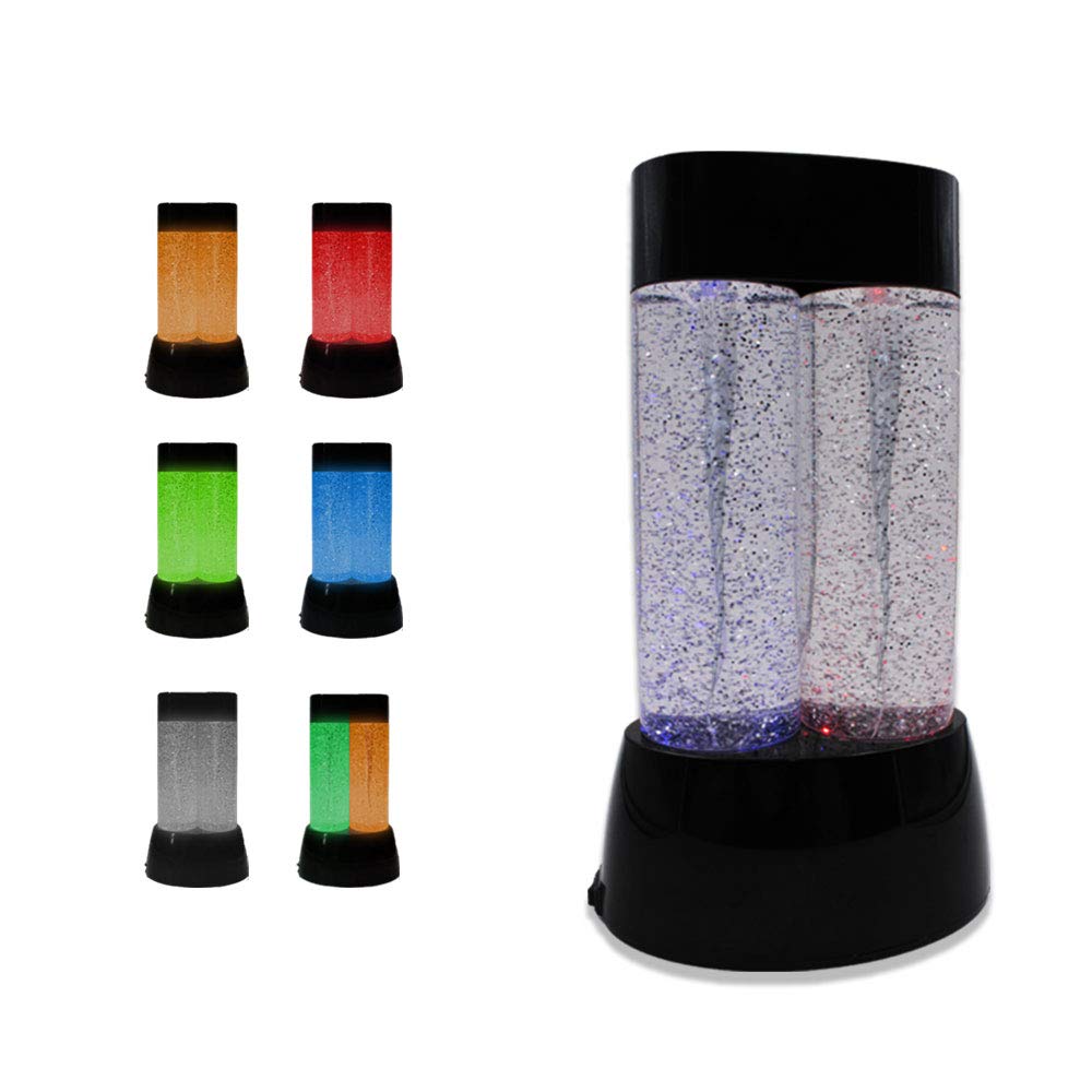 Playlearn Sensory Light Twin Tornado Glitter Lamp Colour Changing LED Mood Light Great Present for Girls and Boys Ages 1-14