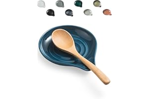 LAUCHUH Spoon Rest for Stove Top Cooking Spoon Holder for Kitchen Countertop Large Holder for Spatula, Spoons or Tongs, Farmhouse Decor, Thanksgiving, Blue