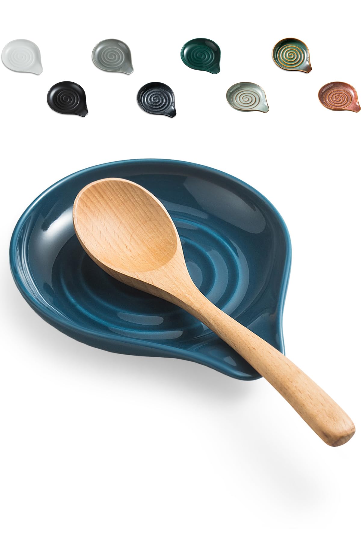 Photo 1 of LAUCHUH Spoon Rest for Stove Top Cooking Spoon Holder for Kitchen Countertop Large Holder for Spatula, Spoons or Tongs, Farmhouse Decor, Thanksgiving, Blue