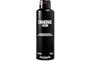 PARFUMS GUY LAROCHE Drakkar Noir - Original Vintage Fragrance Mist Blend For Men - Fresh, Classic Men’s Evening Scent - Long Lasting Amber Fougere Aroma With Spicy And Citrus Notes - 6 Oz Body Spray