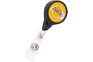 Desert Cactus Los Angeles Lakers Retractable Badge Holder NBA ID Reel with Ticket Clip for Lanyard, Work, School & Office Access (Design A)