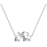 YFN Mom Elephant Necklace Sterling Silver Good Luck Elephant Necklace for Mon Women