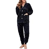 HEARTNICE Women Fuzzy Pajama Set Warm Fluffy Long Sleeve Sleepwear Plush Loungewear Thermal Nightwear with Pockets
