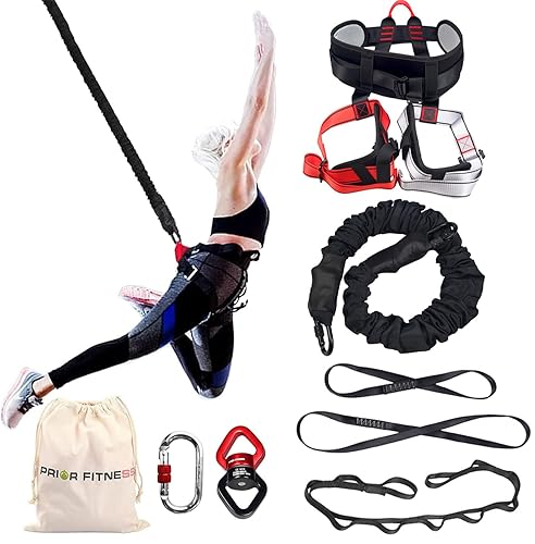 PRIOR-FITNESS Bungee Fitness Set, 4D Heavy Duty Bungee Workout Equipment  with Harness, Aerial Antigravity Resistance Band Rope Set for Home Gym  Sling