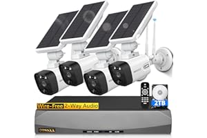 OOSSXX (100% Wire-Free Wireless Solar Cameras) 2-Way Audio, Solar Battery PIR Detection 2-Antennas Enhance Outdoor Wireless Security Camera System WiFi Battery Video Surveillance System